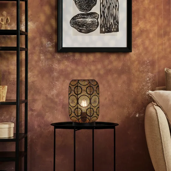 LAMPADA DA TAVOLO IN METALLO NERO E ORO E27 NUBA 2