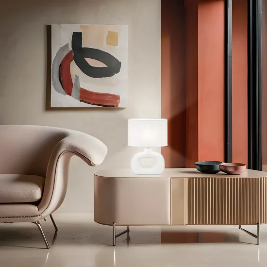 LAMPADA DA TAVOLO CERAMICA BIANCA E14 MALDEN 2