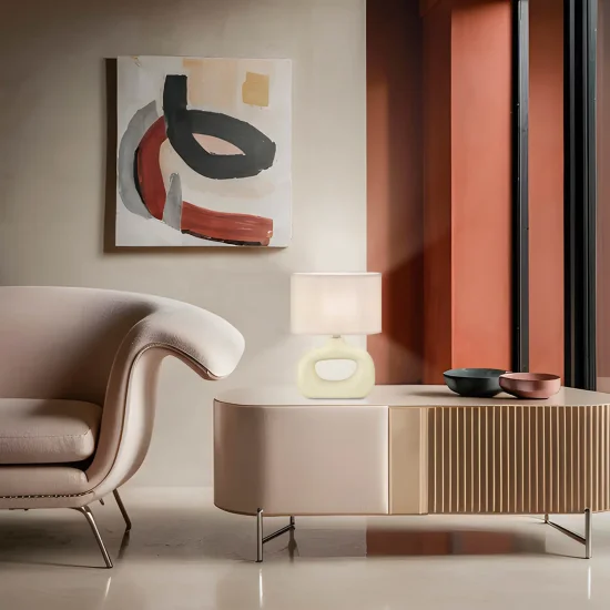 LAMPADA DA TAVOLO CERAMICA VANIGLIA E14 MALDEN 2