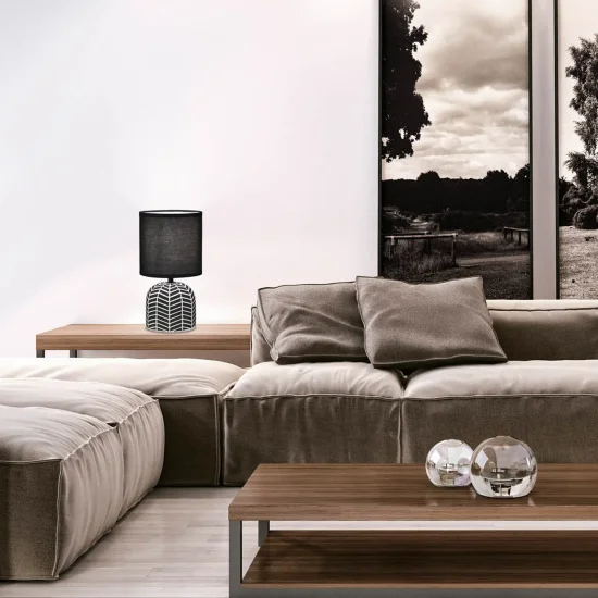 LAMPADA DA TAVOLO IN CERAMICA NERO/BIANCO E14 ELTONIA 2