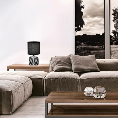LAMPADA DA TAVOLO IN CERAMICA NERO/BIANCO E14 ELTONIA
