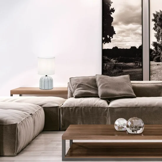 LAMPADA DA TAVOLO IN CERAMICA BIANCO/GRIGIO E14 ELTONIA 2