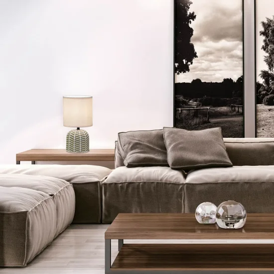 LAMPADA DA TAVOLO IN CERAMICA MARRONE/BIANCO E14 ELTONIA 2