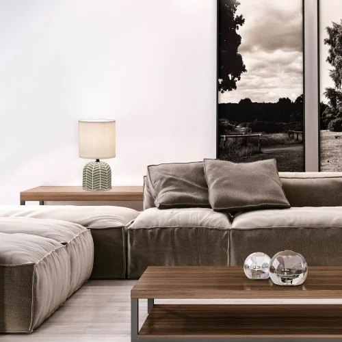 LAMPADA DA TAVOLO IN CERAMICA MARRONE/BIANCO E14 ELTONIA