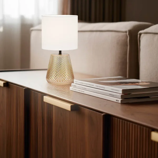 LAMPADA DA TAVOLO IN VETRO AMBRA E27 DEKI