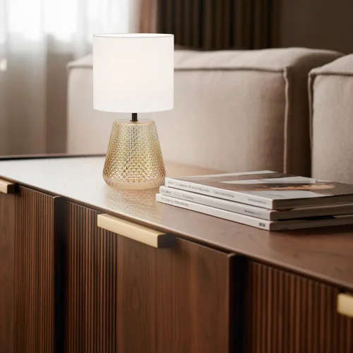 LAMPADA DA TAVOLO IN VETRO AMBRA E27 DEKI