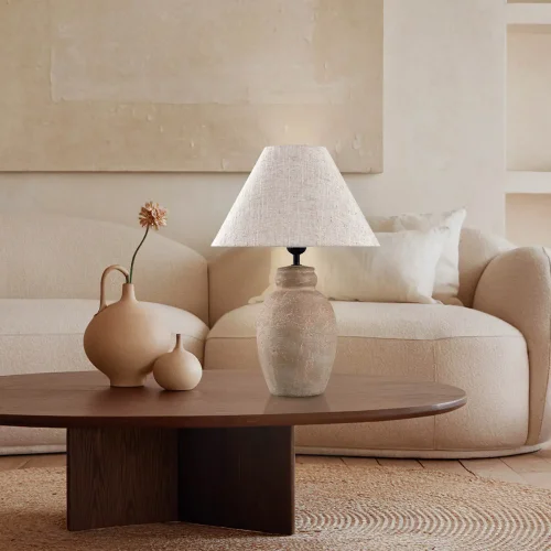 LAMPADA DA TAVOLO IN CERAMICA MARRONE PIETRA E27 METOK