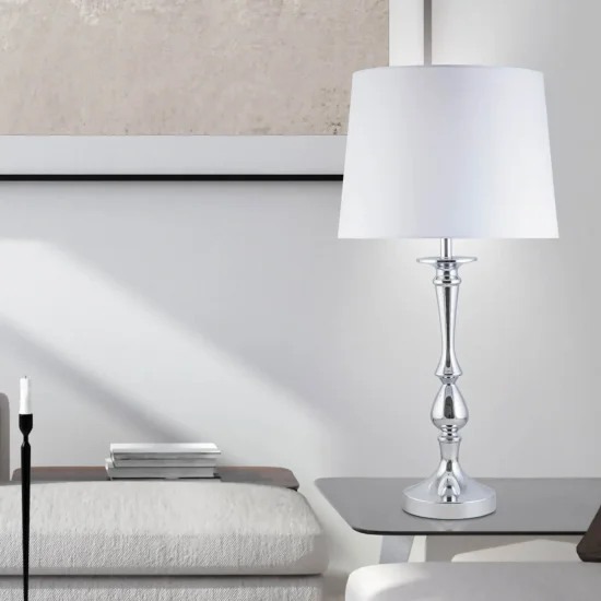 LAMPADA DA TAVOLO IN METALLO CROMATO E27 70CM TURELL