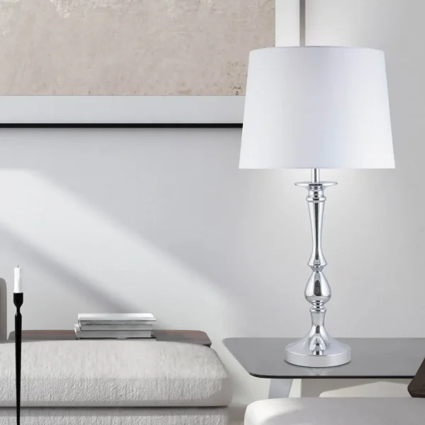 LAMPADA DA TAVOLO IN METALLO CROMATO E27 70CM TURELL