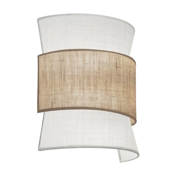 APPLIQUE DA PARETE 2 LUCI LINO AVORIO / SACCO MARRONE E27 LUNETH