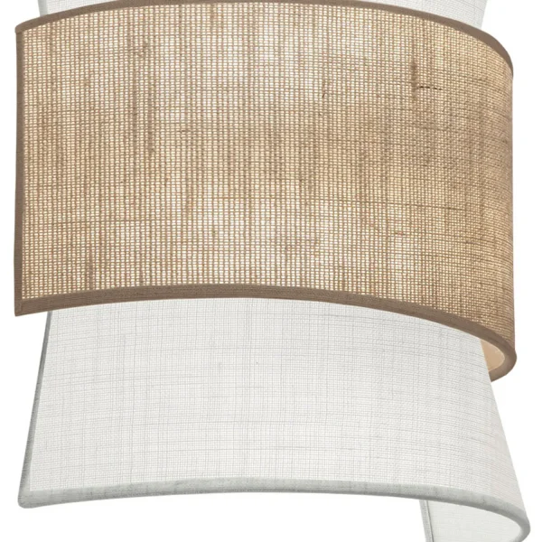 APPLIQUE DA PARETE 2 LUCI LINO AVORIO / SACCO MARRONE E27 LUNETH