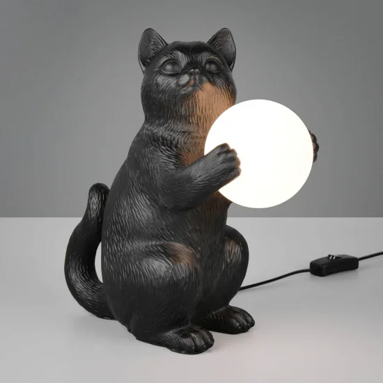 LAMPADA DA TAVOLO GATTO NERO G9 IN POLIRESINA 2