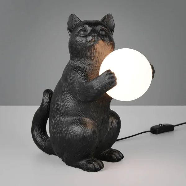 LAMPADA DA TAVOLO GATTO NERO G9 IN POLIRESINA