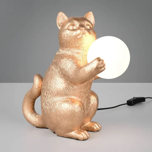 LAMPADA DA TAVOLO GATTO DORATO G9 IN POLIRESINA