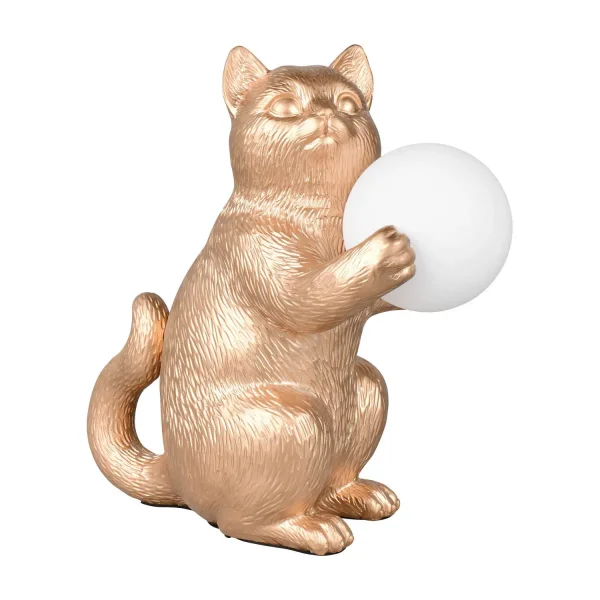 LAMPADA DA TAVOLO GATTO DORATO G9 IN POLIRESINA
