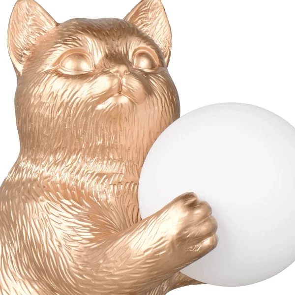 LAMPADA DA TAVOLO GATTO DORATO G9 IN POLIRESINA