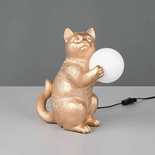 LAMPADA DA TAVOLO GATTO DORATO G9 IN POLIRESINA