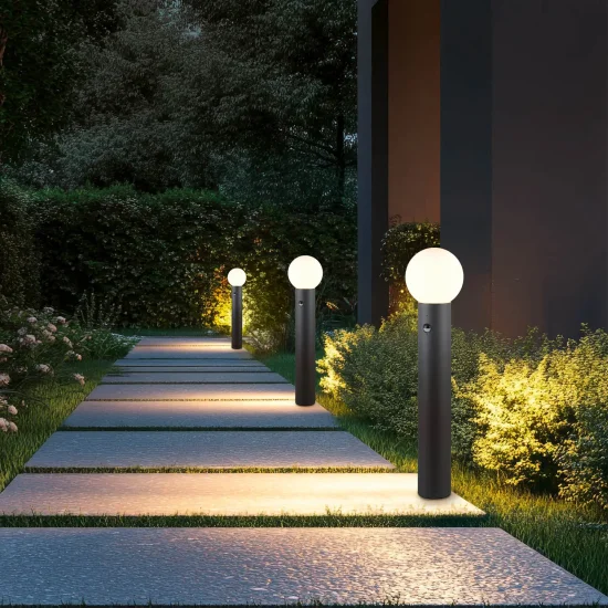 PALETTO ESTERNO E27 CON SENSORE ALLUMINIO ANTRACITE IP44 80CM LAUREL