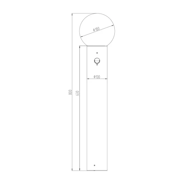 PALETTO ESTERNO E27 CON SENSORE ALLUMINIO ANTRACITE IP44 80CM LAUREL