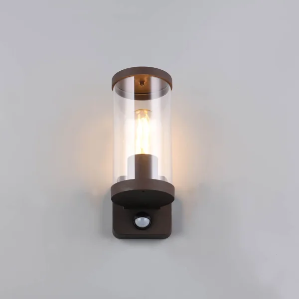 APPLIQUE ESTERNO E27 CON SENSORE ALLUMINIO OSSIDATO IP44 DANDELION