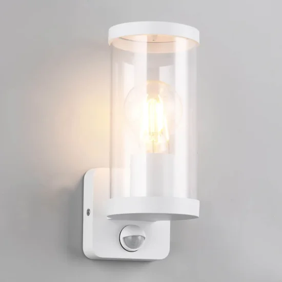APPLIQUE DA ESTERNO E27 CON SENSORE ALLUMINIO BIANCO IP44 DANDELION