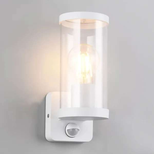 APPLIQUE DA ESTERNO E27 CON SENSORE ALLUMINIO BIANCO IP44 DANDELION