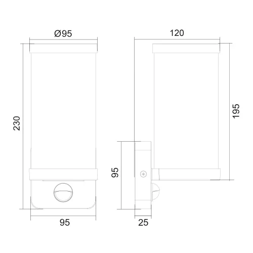 APPLIQUE DA ESTERNO E27 CON SENSORE ALLUMINIO BIANCO IP44 DANDELION
