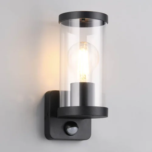 APPLIQUE ESTERNO E27 CON SENSORE ALLUMINIO NERO IP44 DANDELION
