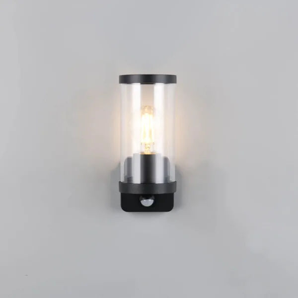 APPLIQUE ESTERNO E27 CON SENSORE ALLUMINIO NERO IP44 DANDELION