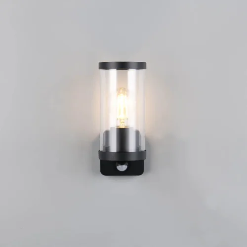 APPLIQUE ESTERNO E27 CON SENSORE ALLUMINIO NERO IP44 DANDELION