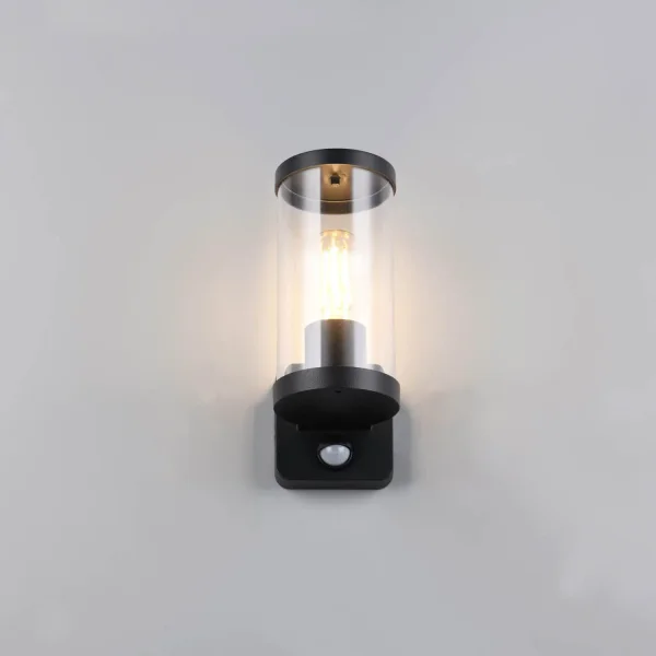 APPLIQUE ESTERNO E27 CON SENSORE ALLUMINIO NERO IP44 DANDELION