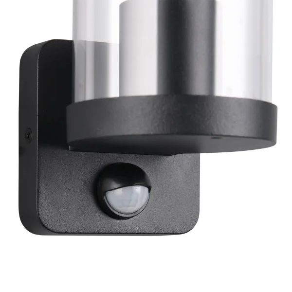 APPLIQUE ESTERNO E27 CON SENSORE ALLUMINIO NERO IP44 DANDELION