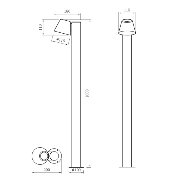 LAMPADA DA ESTERNO DA TERRA GU10 ANTRACITE 100CM IP44 MOSSEN