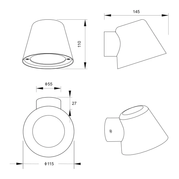 APPLIQUE DA ESTERNO GU10 ANTRACITE IP44 MOSSEN