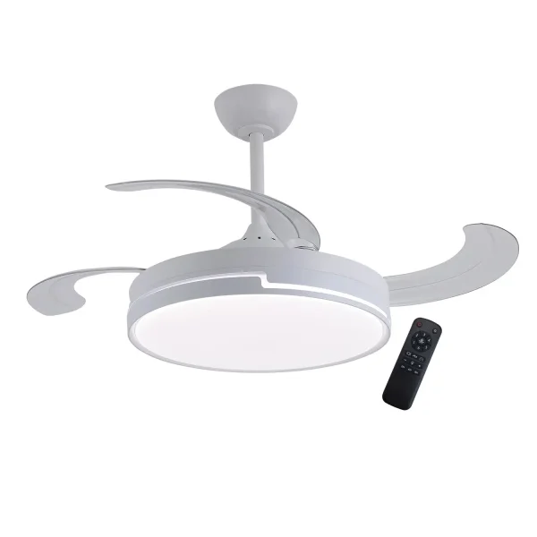 VENTILATORE DA SOFFITTO LED 48W REGOLABILE 4 PALE RETRATTILI ORIXA