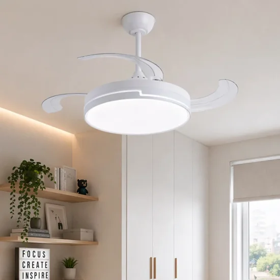 VENTILATORE DA SOFFITTO LED 48W REGOLABILE 4 PALE RETRATTILI ORIXA