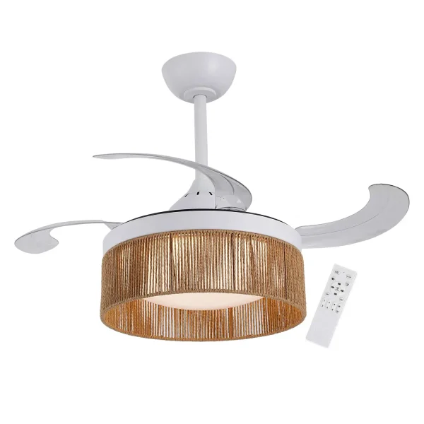 VENTILATORE DA SOFFITTO DC LED 38W CORDA NATURALE AIRELLE