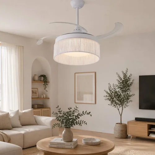 VENTILATORE DA SOFFITTO DC LED 38W CORDA BIANCA AIRELLE