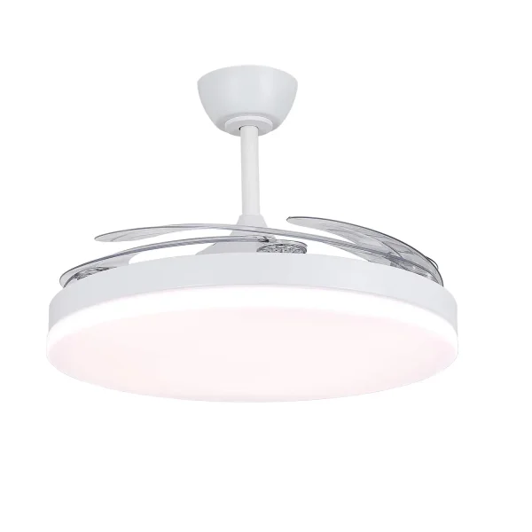 VENTILATORE DA SOFFITTO DC LED 95W 5 PALE PIEGHEVOLI BIANCO SOLARA