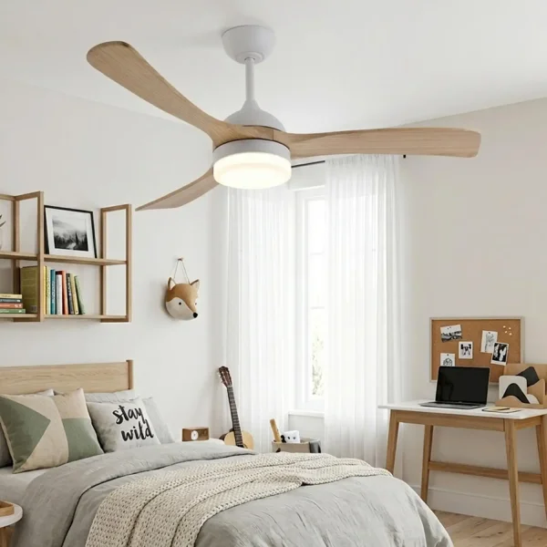 VENTILATORE DA SOFFITTO DC LED 20W PALE LEGNO CHIARO BIANCO LUMINOR