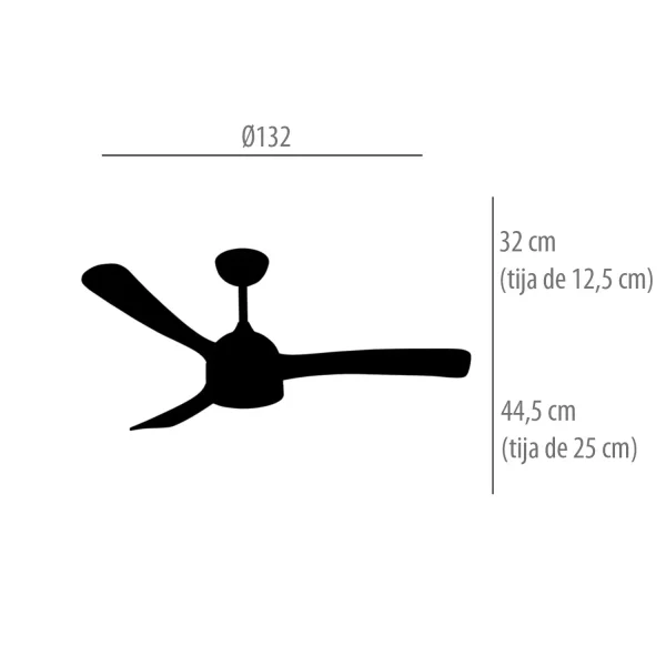 VENTILATORE DA SOFFITTO DC LED 20W PALE IN LEGNO SCURO NERO LUMINOR