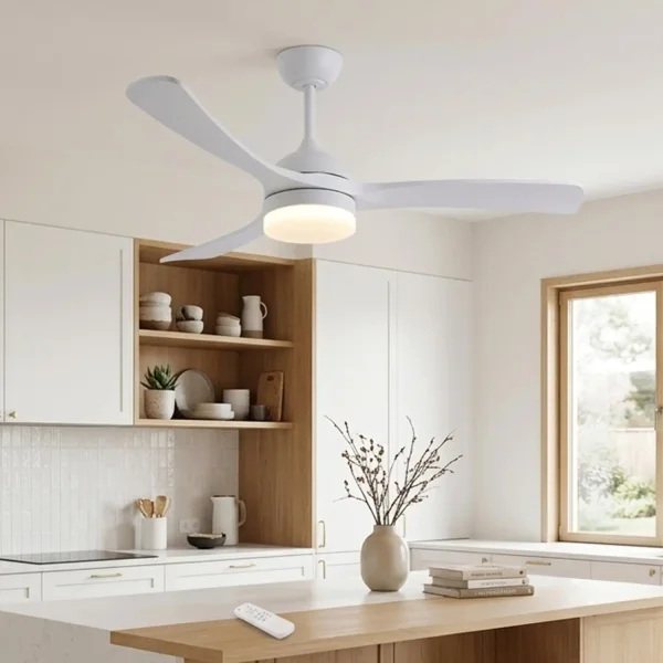 VENTILATORE DA SOFFITTO DC LED 20W PALE IN LEGNO BIANCO LUMINOR