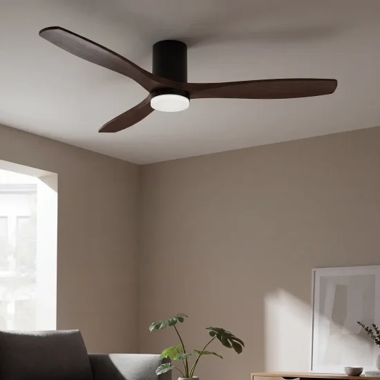 VENTILATORE DA SOFFITTO DC LED 18W 3 PALE IN LEGNO COLORE MOGANO EKBERG