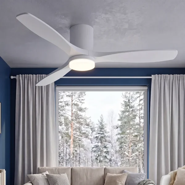 VENTILATORE DA SOFFITTO DC LED 18W 3 PALE IN LEGNO BIANCHE EKBERG