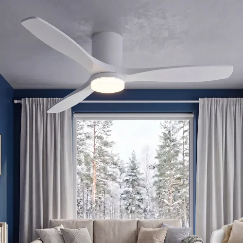 VENTILATORE DA SOFFITTO DC LED 18W 3 PALE IN LEGNO BIANCHE EKBERG