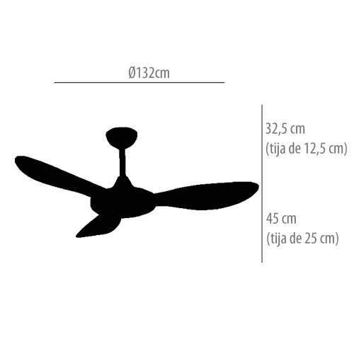 VENTILATORE DA SOFFITTO DC LED 24W 3 PALE COLORE LEGNO KONA