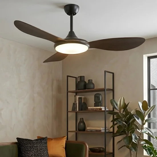 VENTILATORE DA SOFFITTO DC LED 24W 3 PALE COLORE LEGNO NOCE KONA