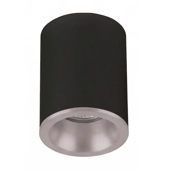 FARETTO DA SUPERFICIE FISSO NERO ARGENTO GU10 ROTONDO IP65