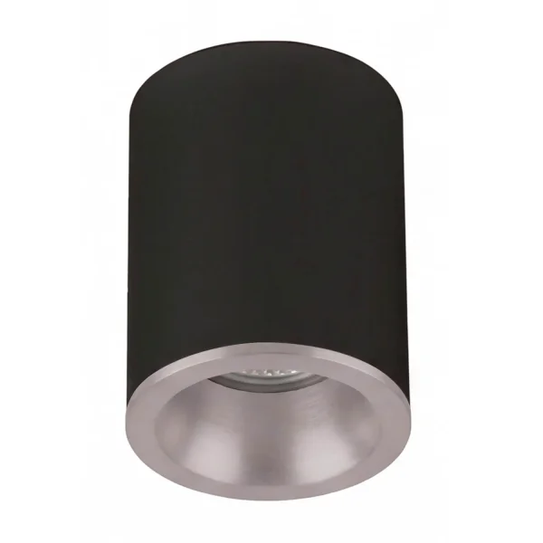 FARETTO DA SUPERFICIE FISSO NERO ARGENTO GU10 ROTONDO IP65