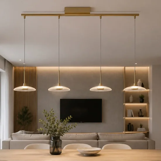 LAMPADA A SOSPENSIONE LED 4 LUCI 25W REGOLABILE ORO SORIN